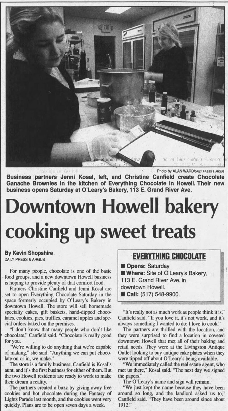 OLearys Bakery - Dec 26 2003 Article (newer photo)